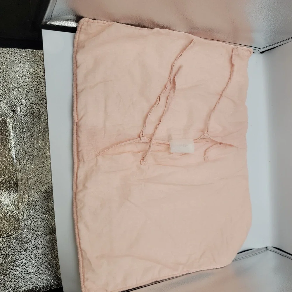 Peach Pink Star Quilted Pillow Sham Tie Back Cottagecore Bedding 24x18 Set of 2